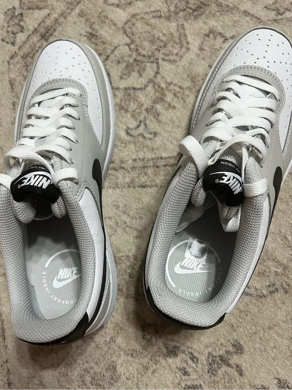 Nike Court Vision Low sneakers Grey Fog/White/Black size 8.5 men or 10 women’s